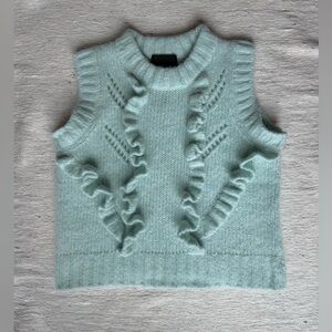 SMYTHE Alpaca Ruffled Peruvian Knit Sweater Vest - XS